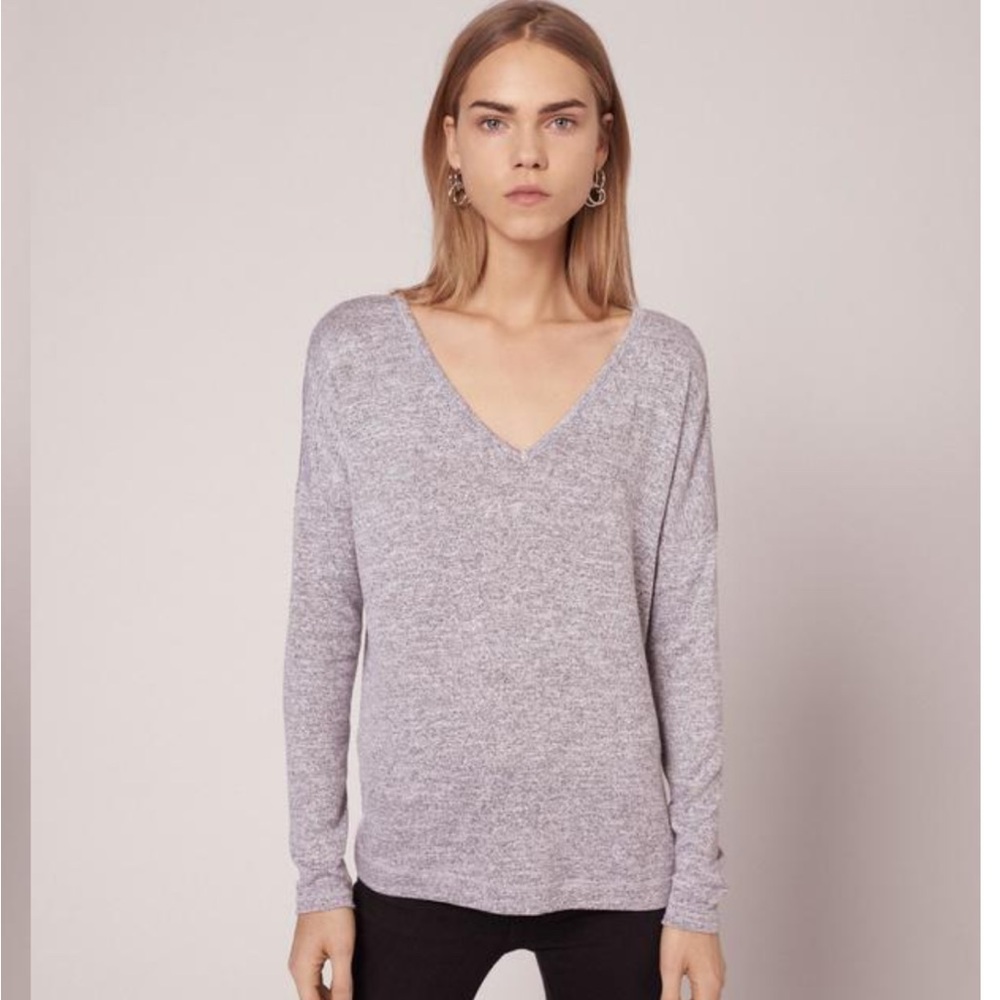 NWT RAG & BONE JEAN Theo Heather Gray Long Sleeve V-Neck Top